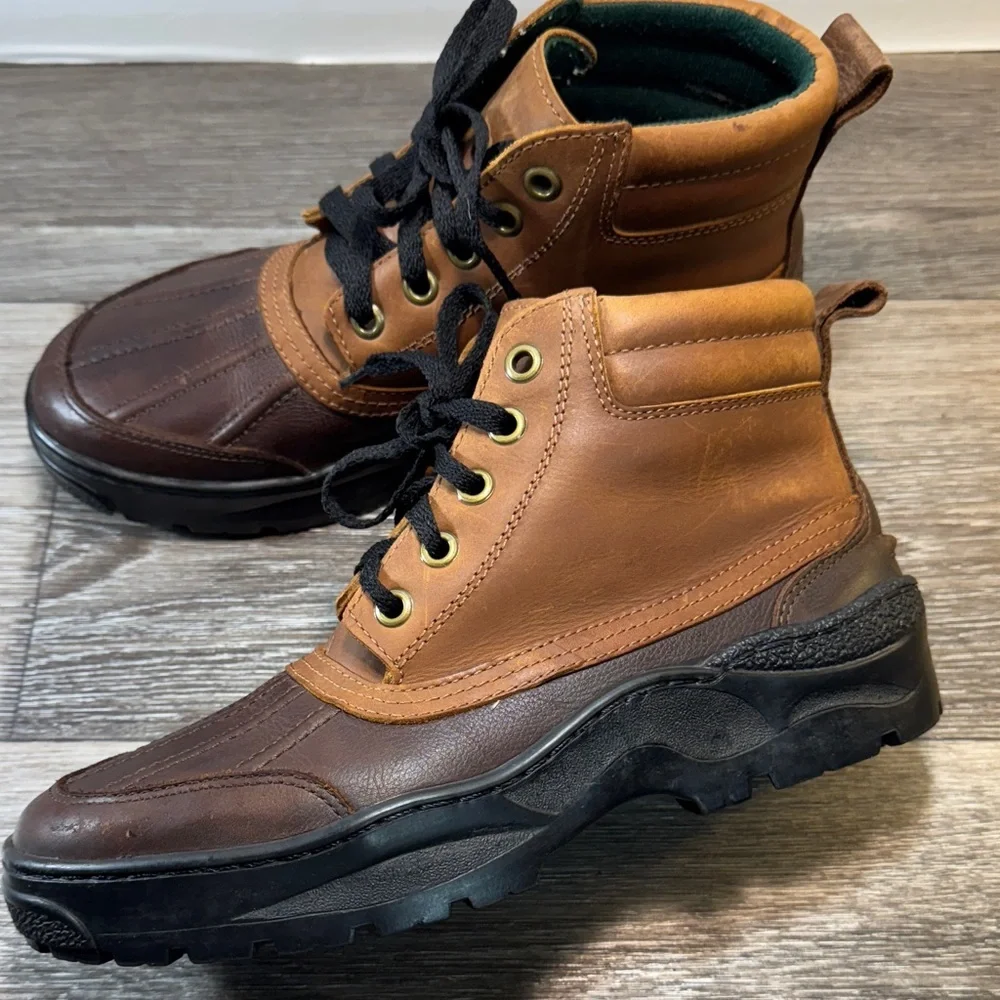 Polo Men's Brown Leather Boots size 9.5 (s161)